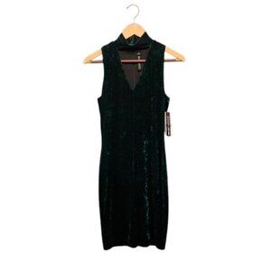 Design Lab Women’s S Green Velvet Sleeveless V-Neck Dress NWT Party‎ Cocktail